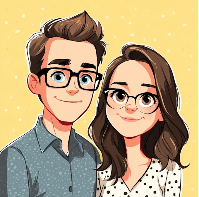 draw minimalist cute couple,single illustration for you