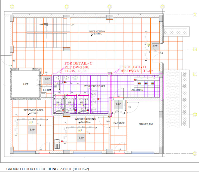 do shop drawings of false ceiling floor tiling block work and
