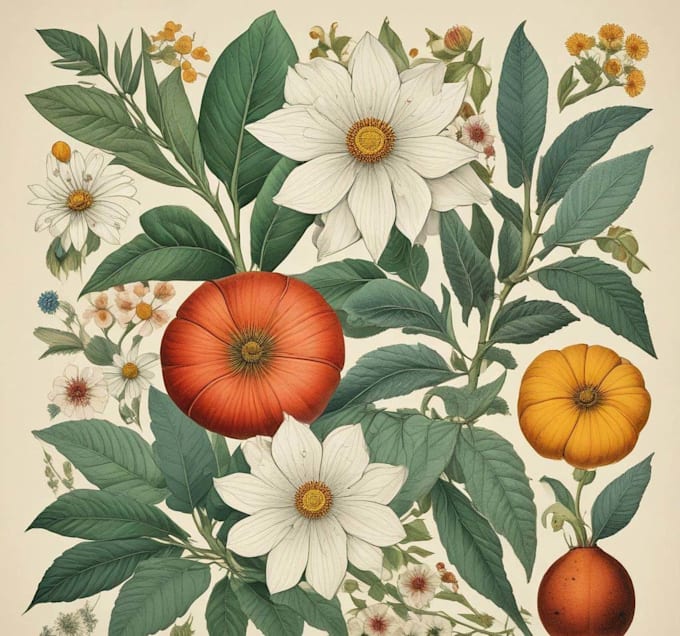 create botanical art inspired by vintage botanical prints