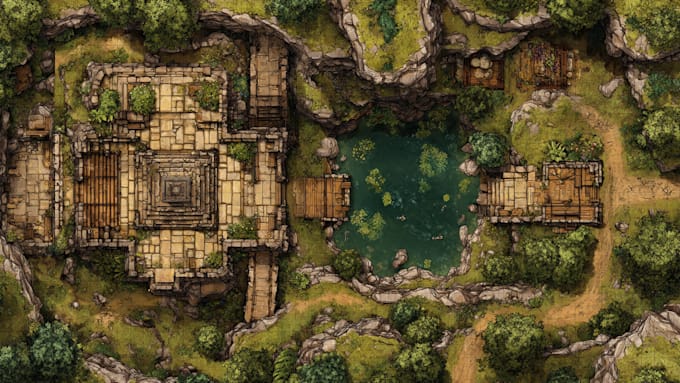 a custom battle map for dnd, fantasy, rpgs