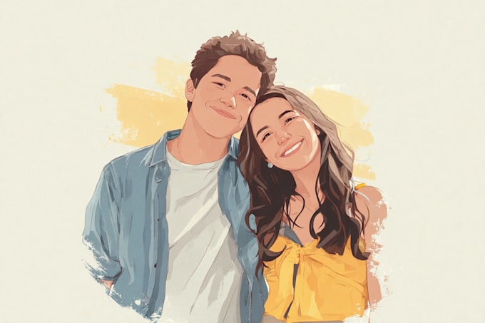 design couple portrait wedding portrait illustration