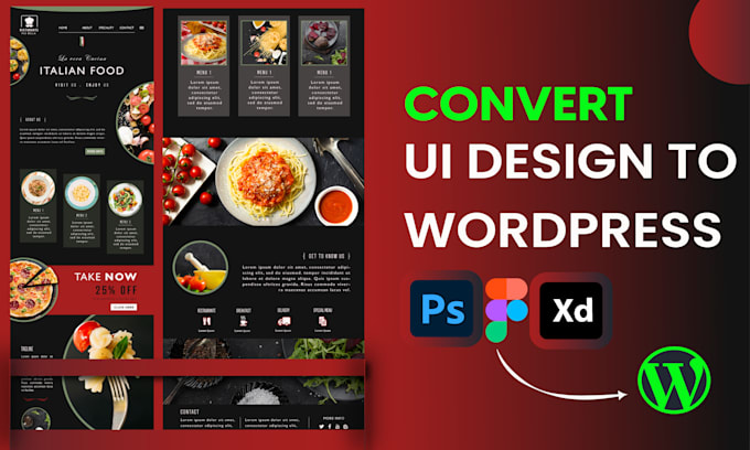 convert UI design to professional wordpress website
