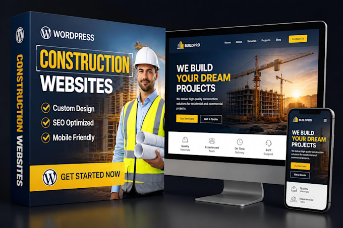 design a modern construction wordpress website and real estate wordpress website