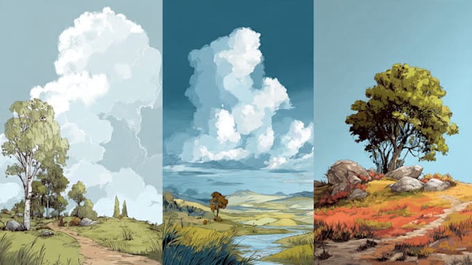 create minimalist landscape illustrations and posters