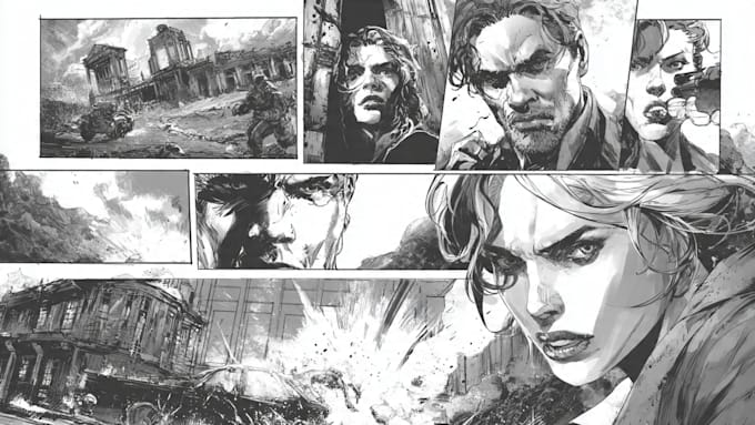draw superhero action comic book page graphic