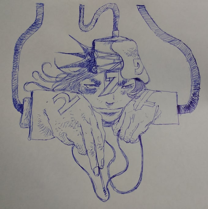 Draw a gritty cyberpunk character in traditional ink style by ...