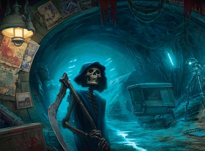 do sci fi horror and fantasy scene concept art illustrations