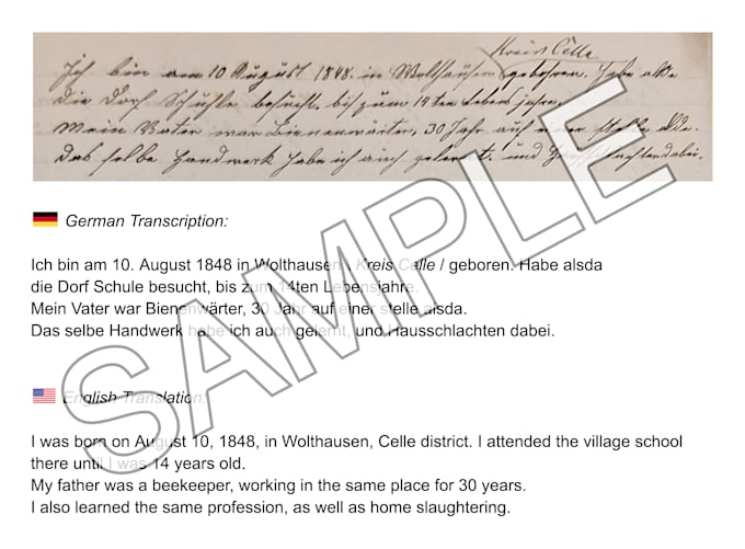 transcribe and translate old german documents written in kurrent and sütterlin
