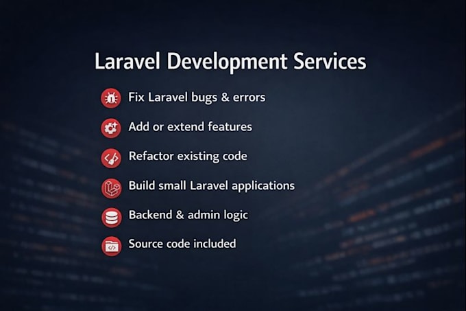 fix laravel bugs or add features to your project