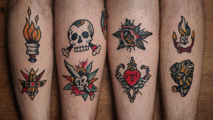 draw old school, traditional tattoo design