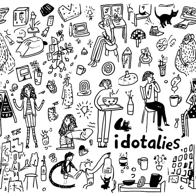draw cute doodles, icons for kids flashcards, game