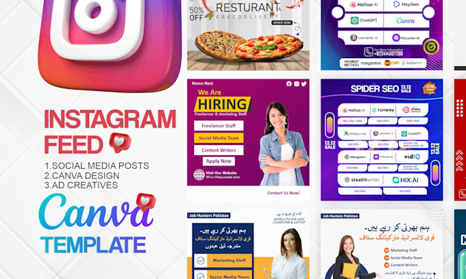 Create canva templates for instagram feed by Afaq0109 | Fiverr
