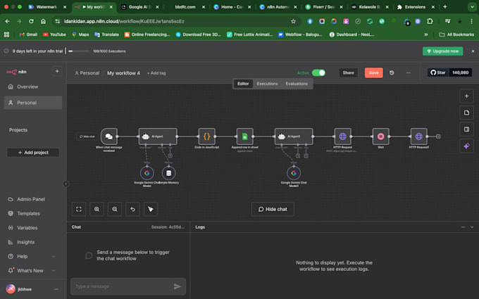 ai agent and workflow automation using n8n tensorflow pytorch langchain