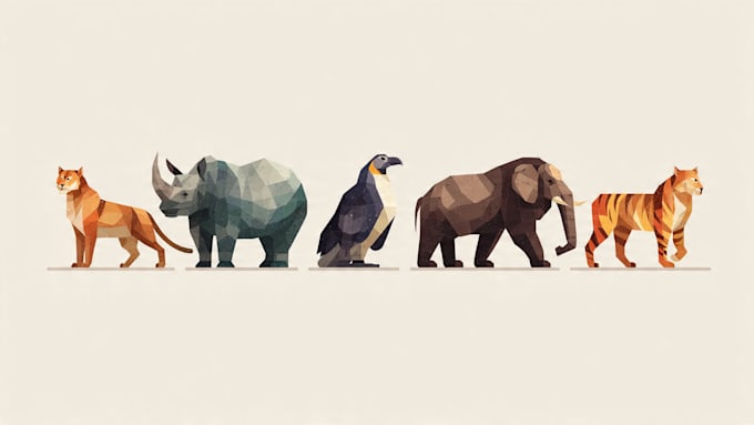 create simple flat realistic vector animal illustrations