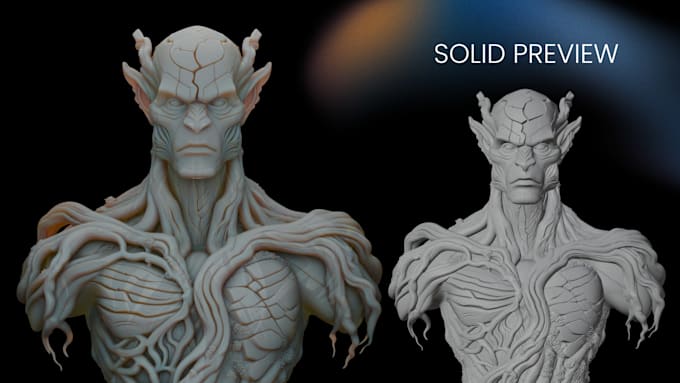 sculpt 3d model for 3d printing, toys, action figure, dnd character, and render