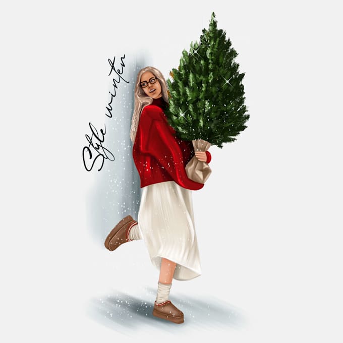 create winter illustration for social media or cards