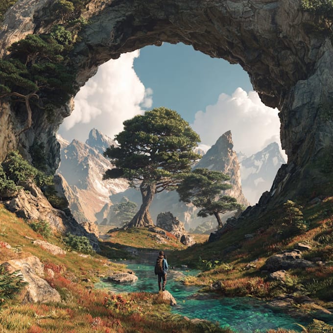 create a fantasy background and landscape ai