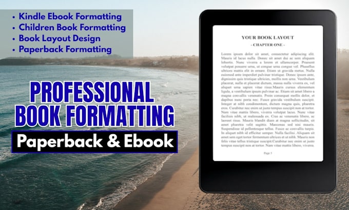 do book formatting, kindle ebook format, book layout design, paper back format