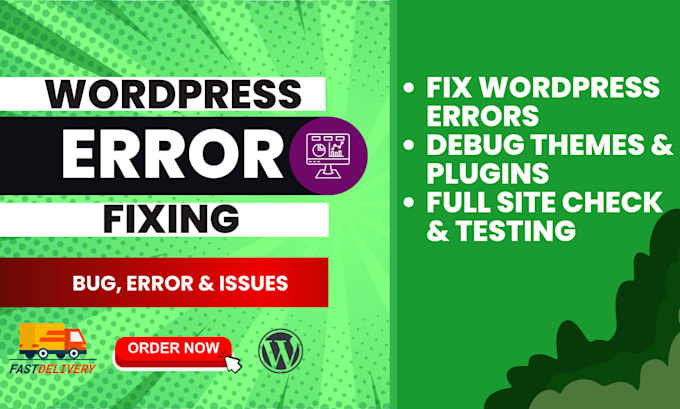 fix wordpress error, fix any issues and fix bug