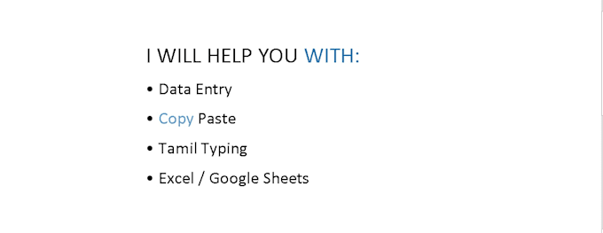 do data entry, copy paste, and tamil typing work