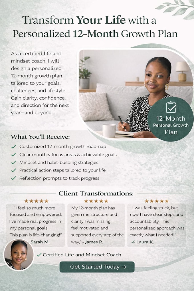 Create a 12 month personal growth plan by Basego | Fiverr