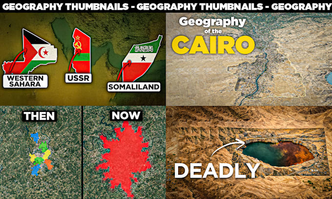 design creative map and geography youtube thumbnails