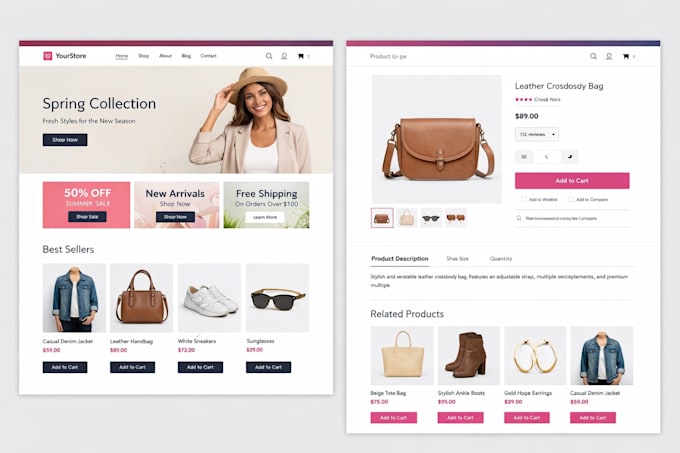 design a modern woocommerce ecommerce website with elementor
