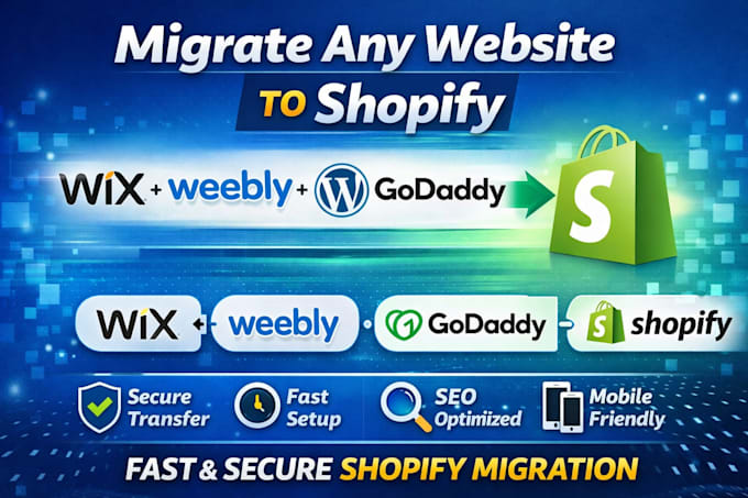 transfer copy duplicate weebly wix godaddy wordpress site to shopify website