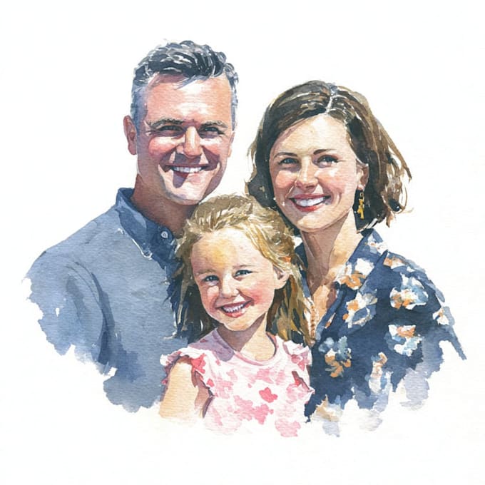 create a watercolor family portrait