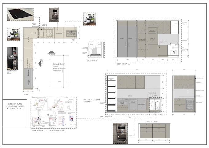 create a detailed 2d bathroom, kitchen layout, floor plan