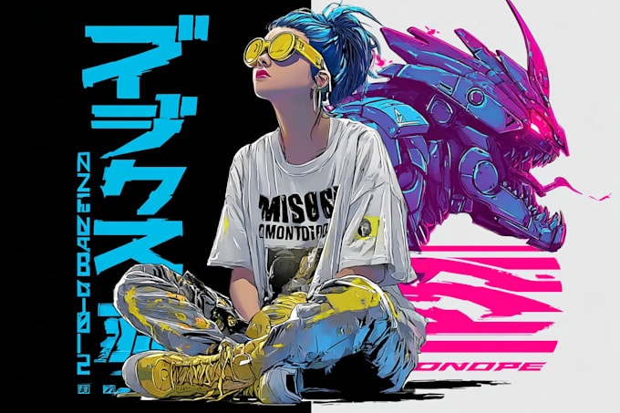 create t shirt illustration cyberpunk style