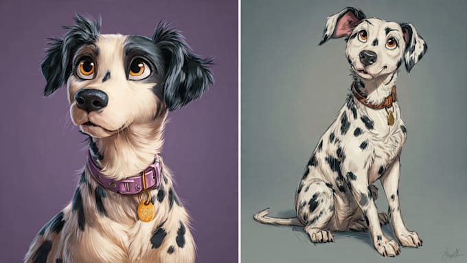 draw disney pet portrait illustration