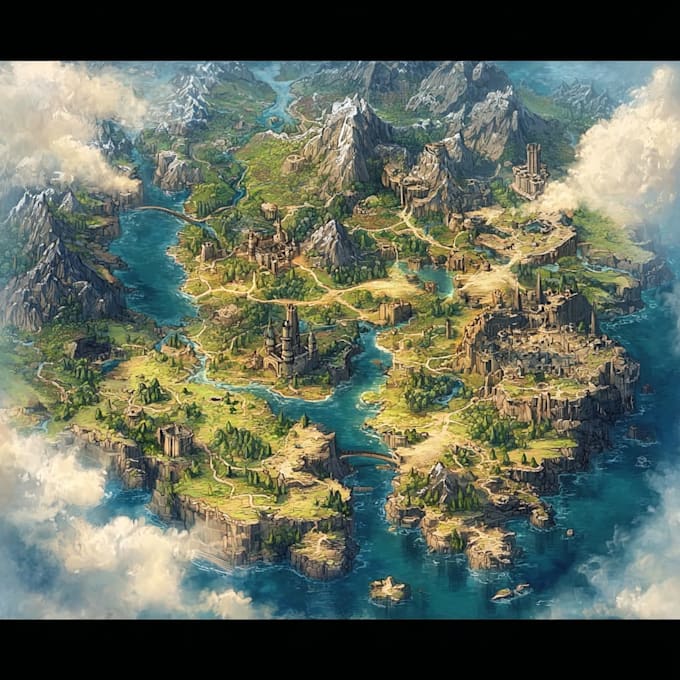 design fantasy map illustration isometric map