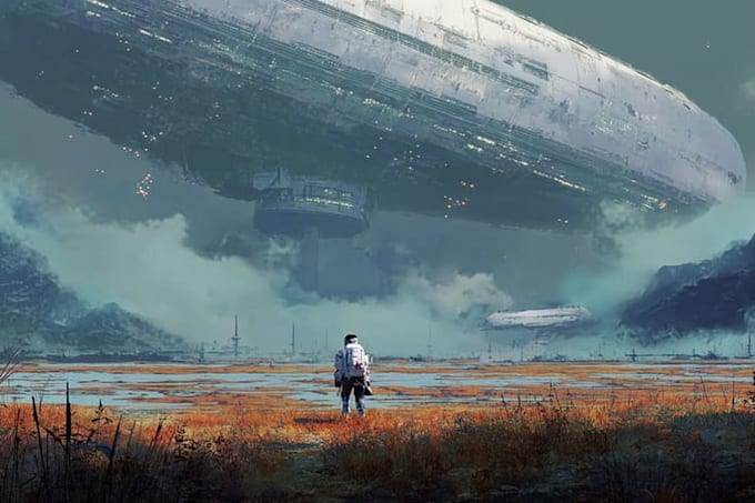 create sci fi character and environment concept art