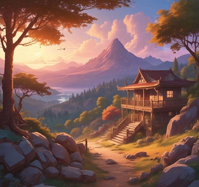 draw anime background and environment art