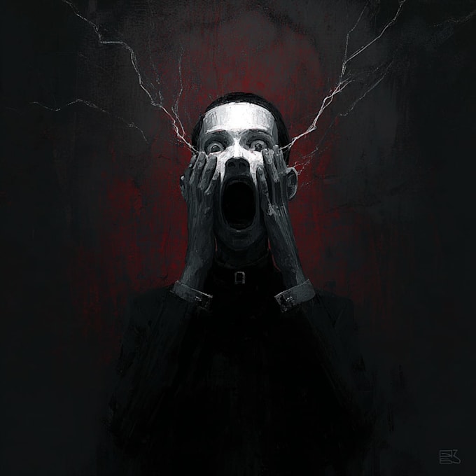 create dark art gothic illustrations in engraving style