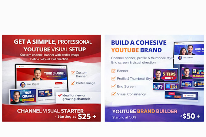 One Visual Channel Design complete youtube channel visual identity by Asmartbuy | Fiverr
