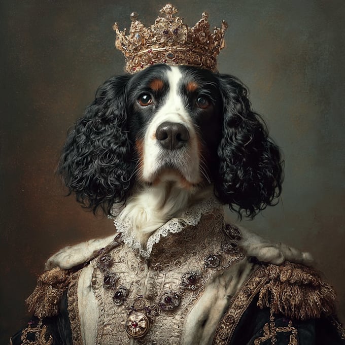 create custom royal pet portrait in high quality