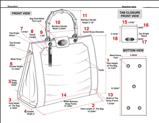 design a fashion handbag, bag, or backpack tech pack