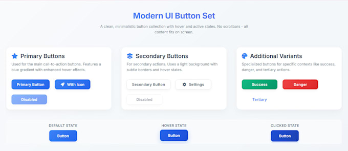 custom UI components design like buttons, forms, cards and more