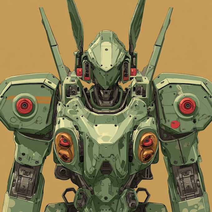 custom futuristic mecha robot character art