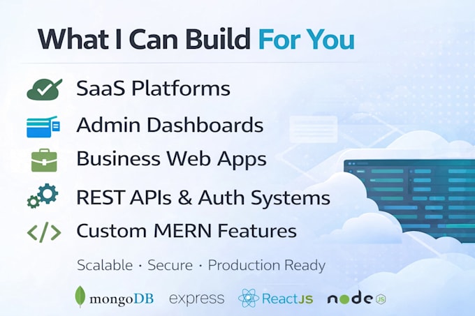 build a full stack web application, custom admin dashboard or saas web app