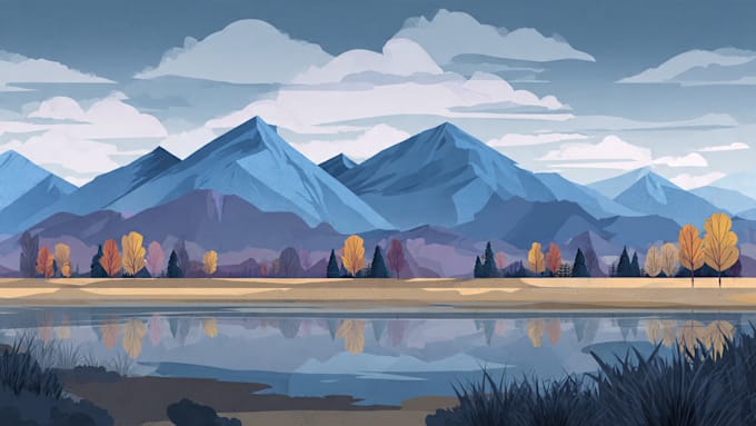 draw a flat vector landscape illustration