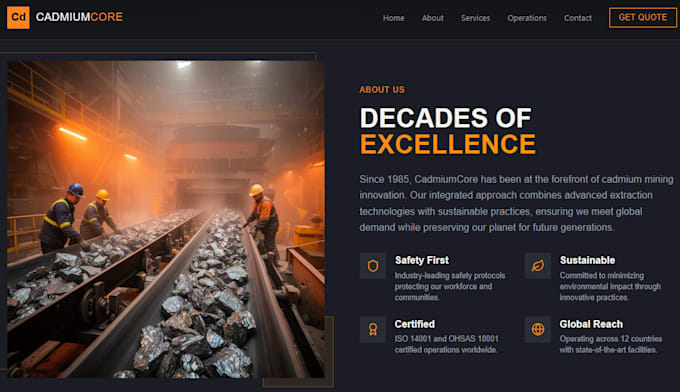create a clean mineral mining based frontend website