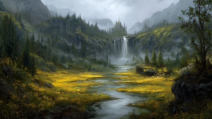 create stunning fantasy background and scenery illustration