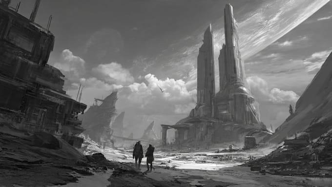 make a sci fi art, concept art, sci fi art illustration