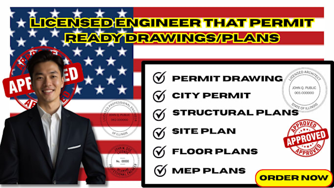 design structural drawings for city permit approval by licensed engineer