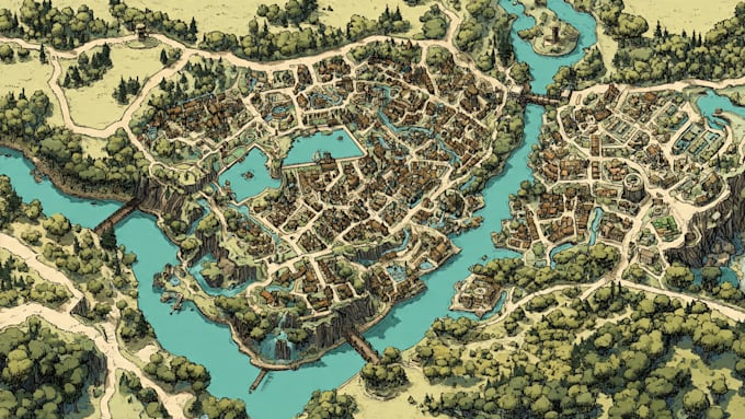 Do fantasy city map for dnd map illustration world vector map novels ...