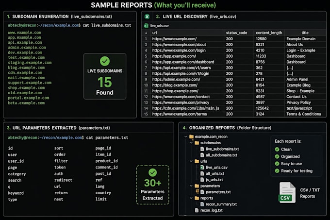 perform bug bounty recon and extract live urls and parameters