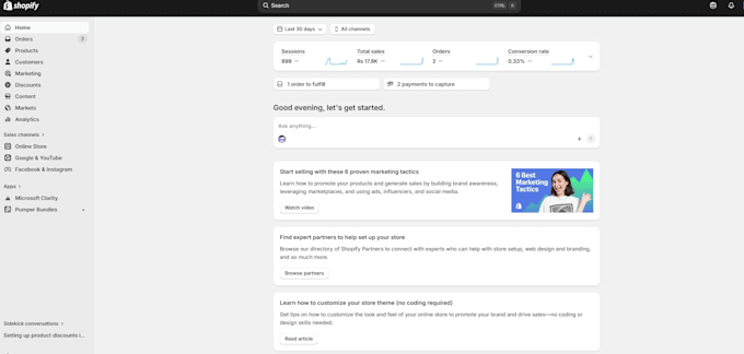 create sales focused shopify website store